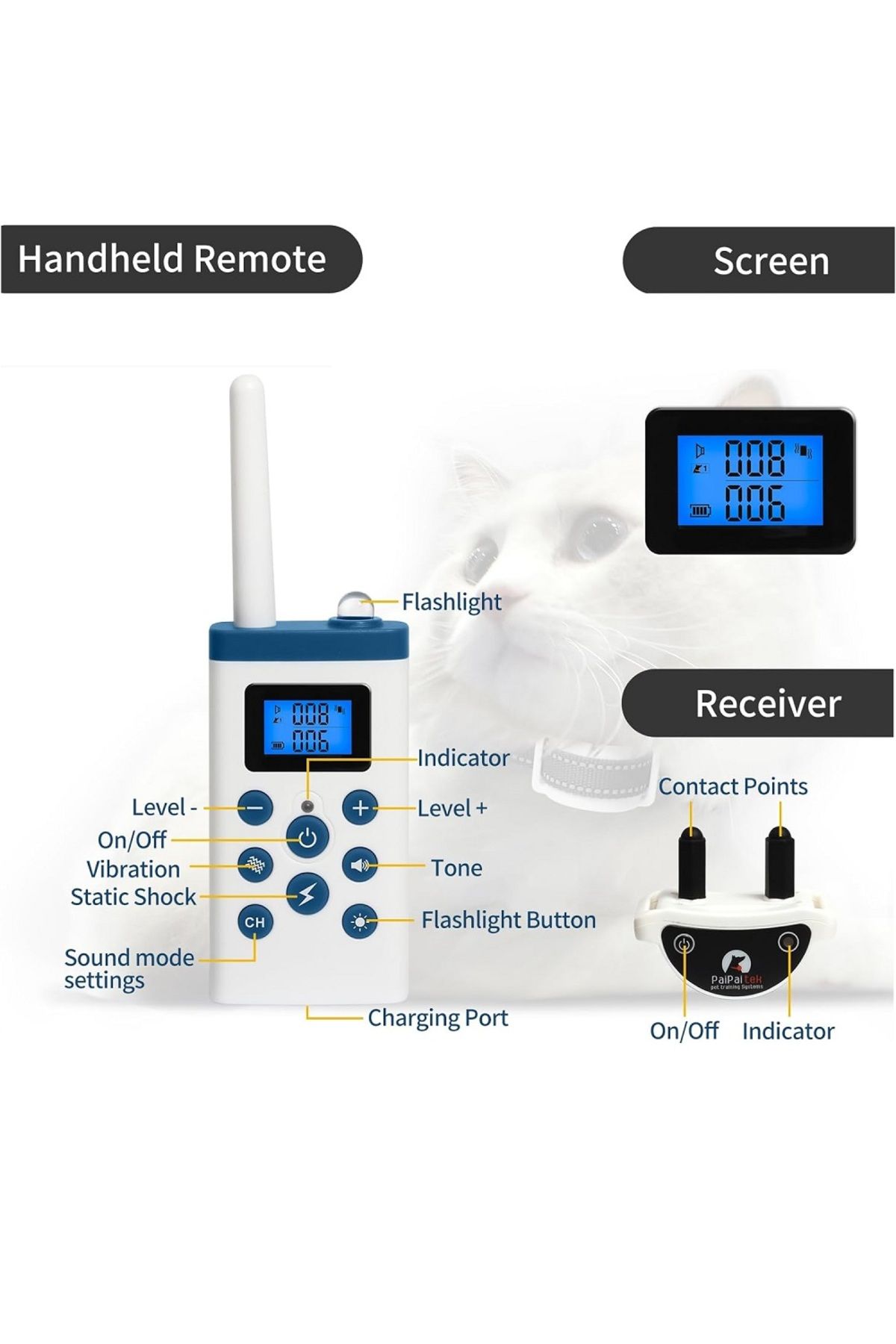 PaiPaitek-Cat Shock Collar,Cat Training Collar with Remote,Cat Stop Meowing Collar, Remote Contro... 3
