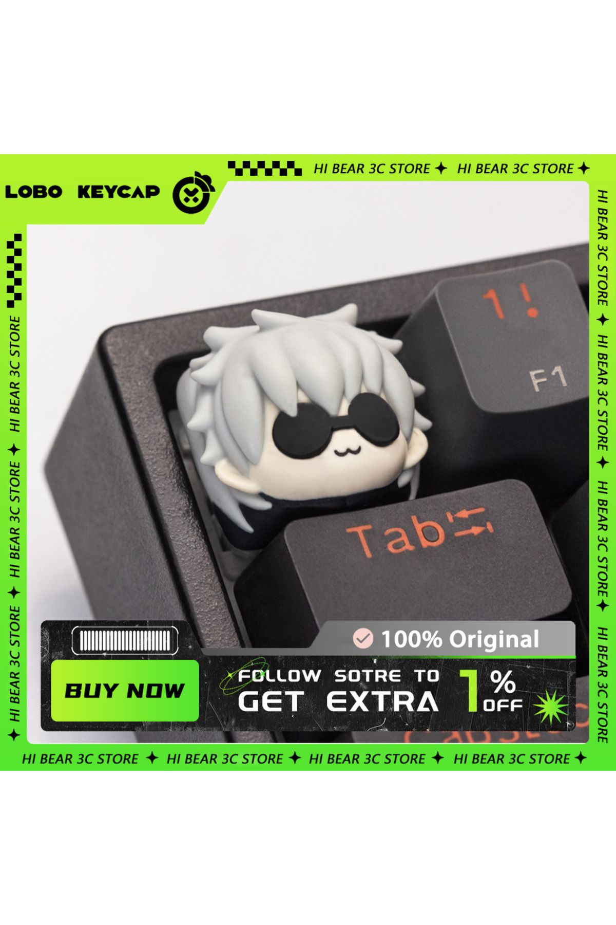 Choice-Jujutsu Kaisen Satoru Gojo Keycaps Hand-made Resin Keycap Mechanical Keyboard Keycaps Cute Custom... 1