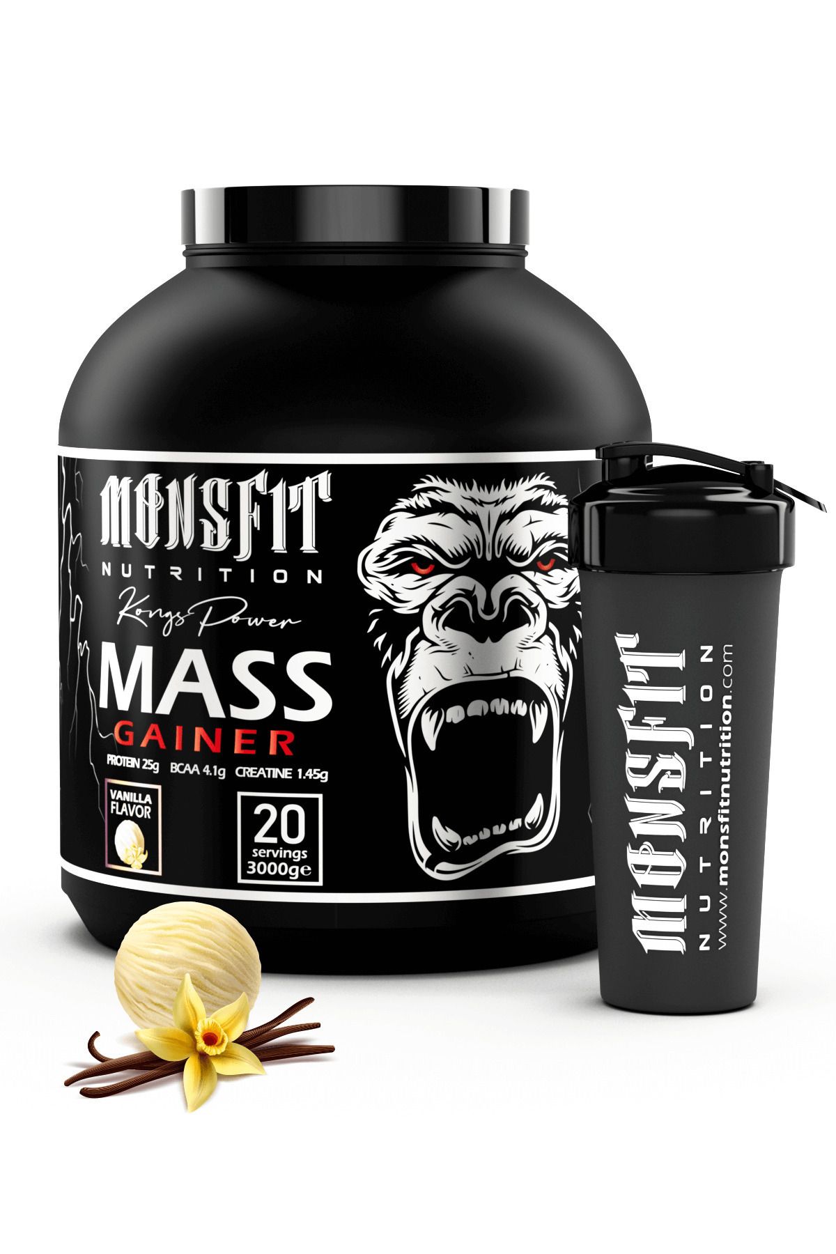 MONSFİT Mass Gainer 3.000 G (20 SERVİS) - Kilo Alımına Yardımcı (VANİLYA AROMALI)