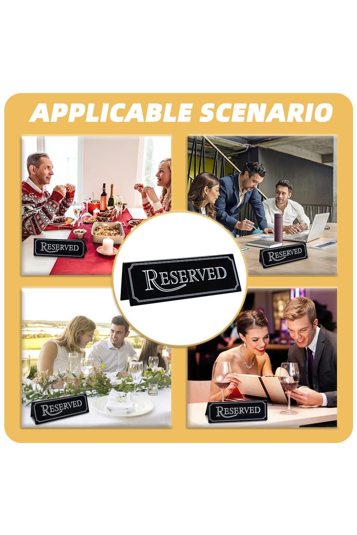 Choice-6 Pieces Acrylic Reserved Table Signs,Seating Background Reserved Signs for Tables Wedding Birthd... 6