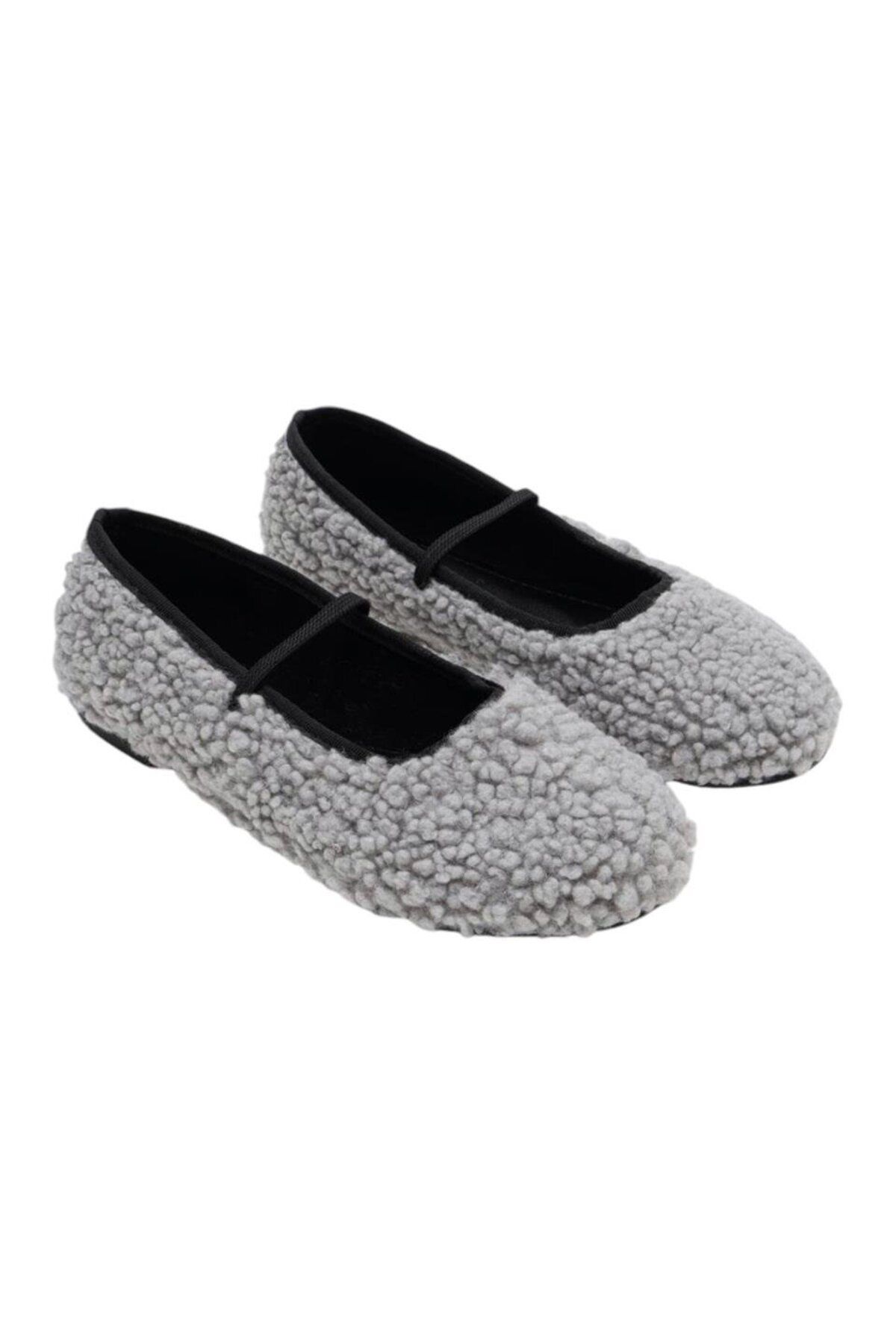 Liger-Soft and Single Striped Plush Women's Ballerinas - Furnish 4