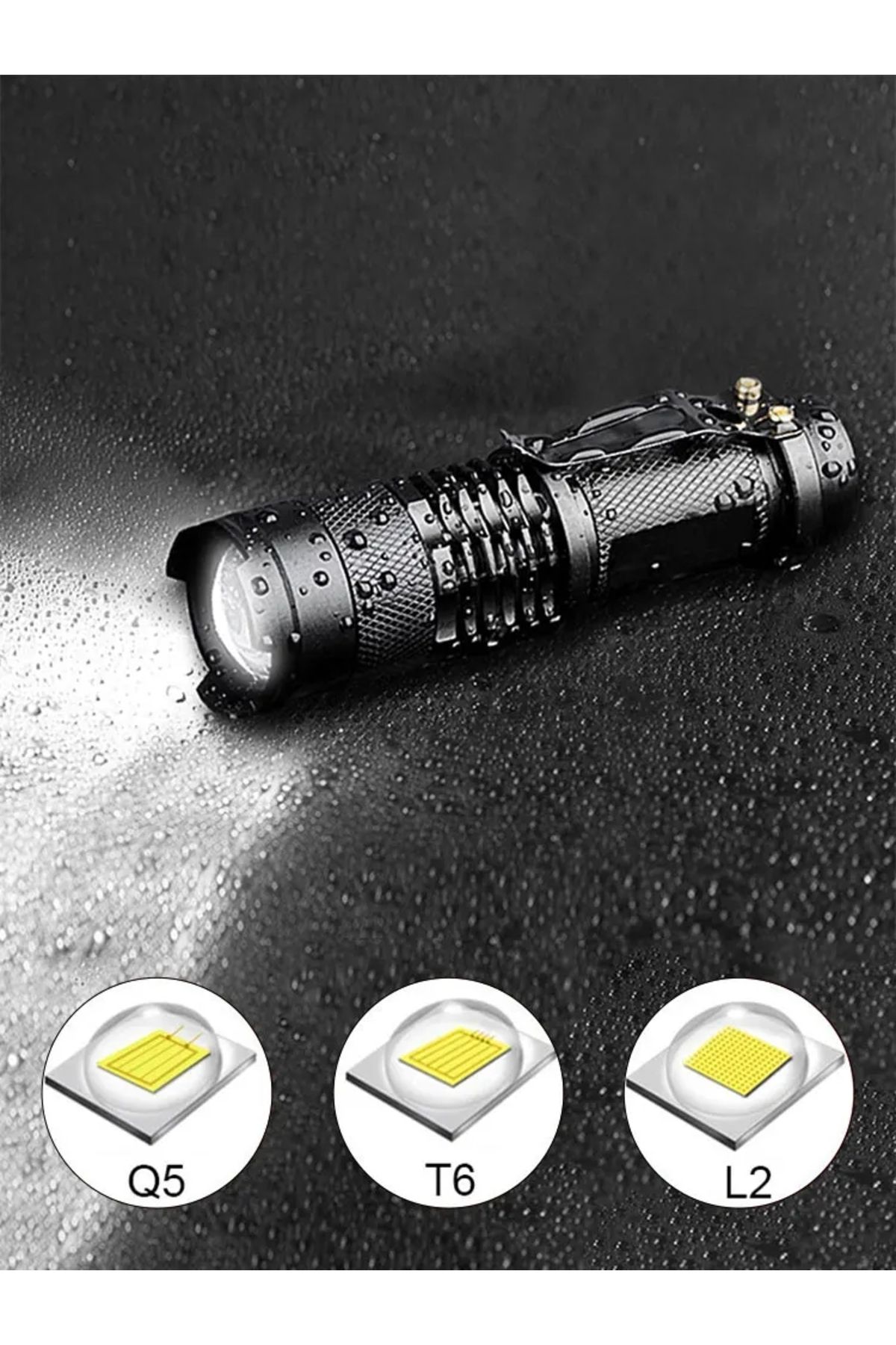 ATcomm-Ultra Bright Portable LED Flashlight 18650 14500 L2 T6 Q5 Lantern Adjustable Focus Torch for Outd... 8