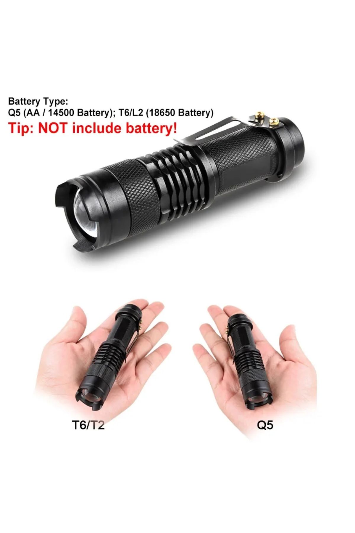 ATcomm-Ultra Bright Portable LED Flashlight 18650 14500 L2 T6 Q5 Lantern Adjustable Focus Torch for Outd... 4