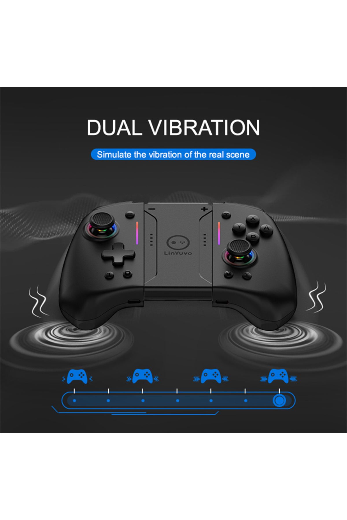 POWKIDDY-LinYuvo KS42 Meteor Light Wireless Joy-pad with 8 Color RGB Lights for Switch/Lite/OLED, with Pro... 5