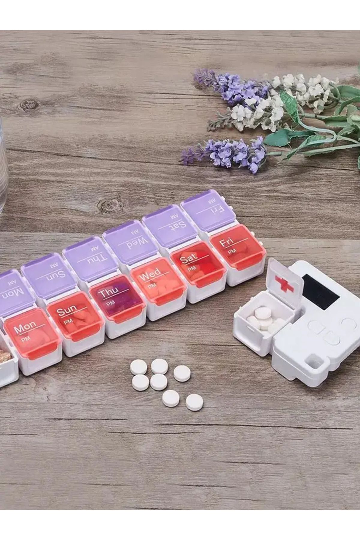Choice-Weekly Pill Organizer 2 Times A Day with Timer Reminder Alarm Am Pm Daily Travel Pill Case 7 Day ... 8