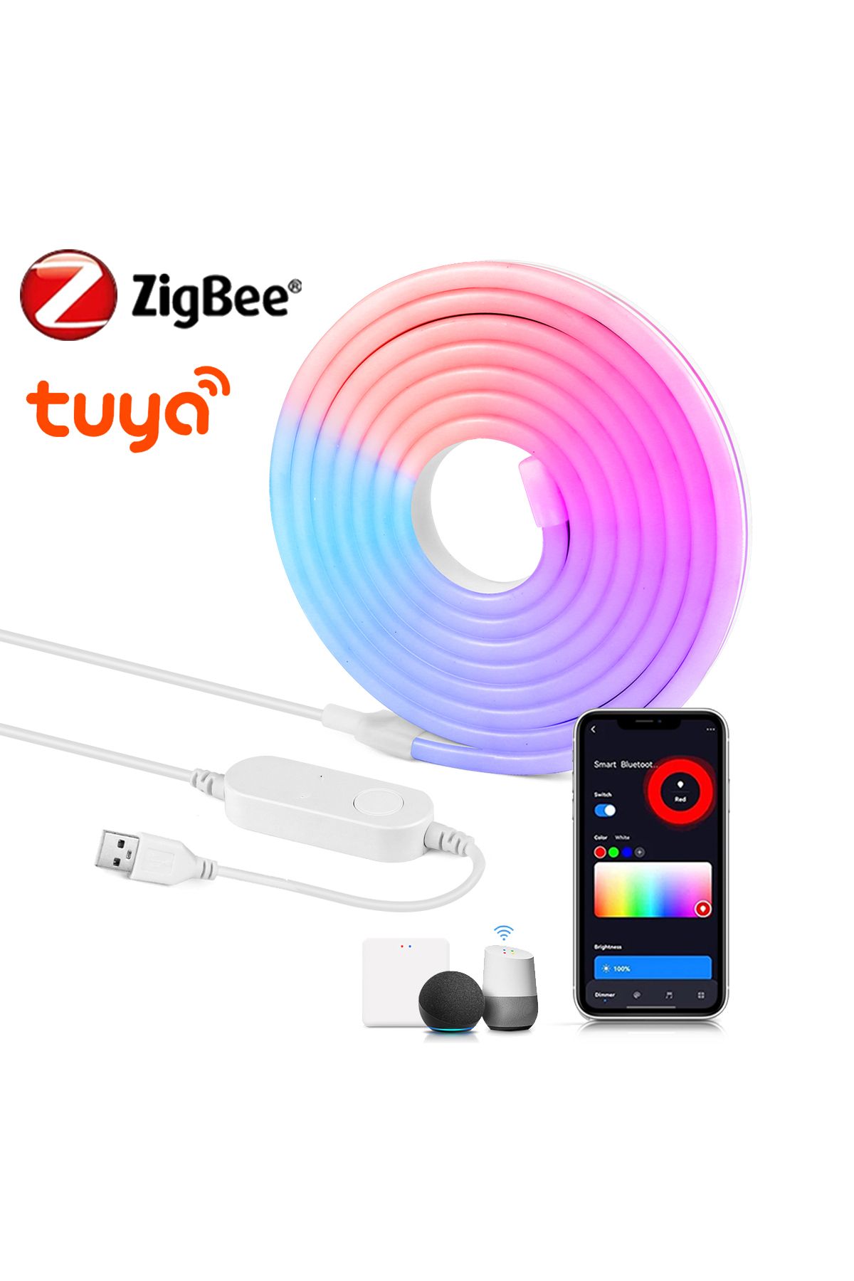 Lcamaw-RGB Neon Light 5V USB LED Strip Lights Zigbee 3.0 Controller Need Gateway Hub Bridge for Tuya Sma... 2
