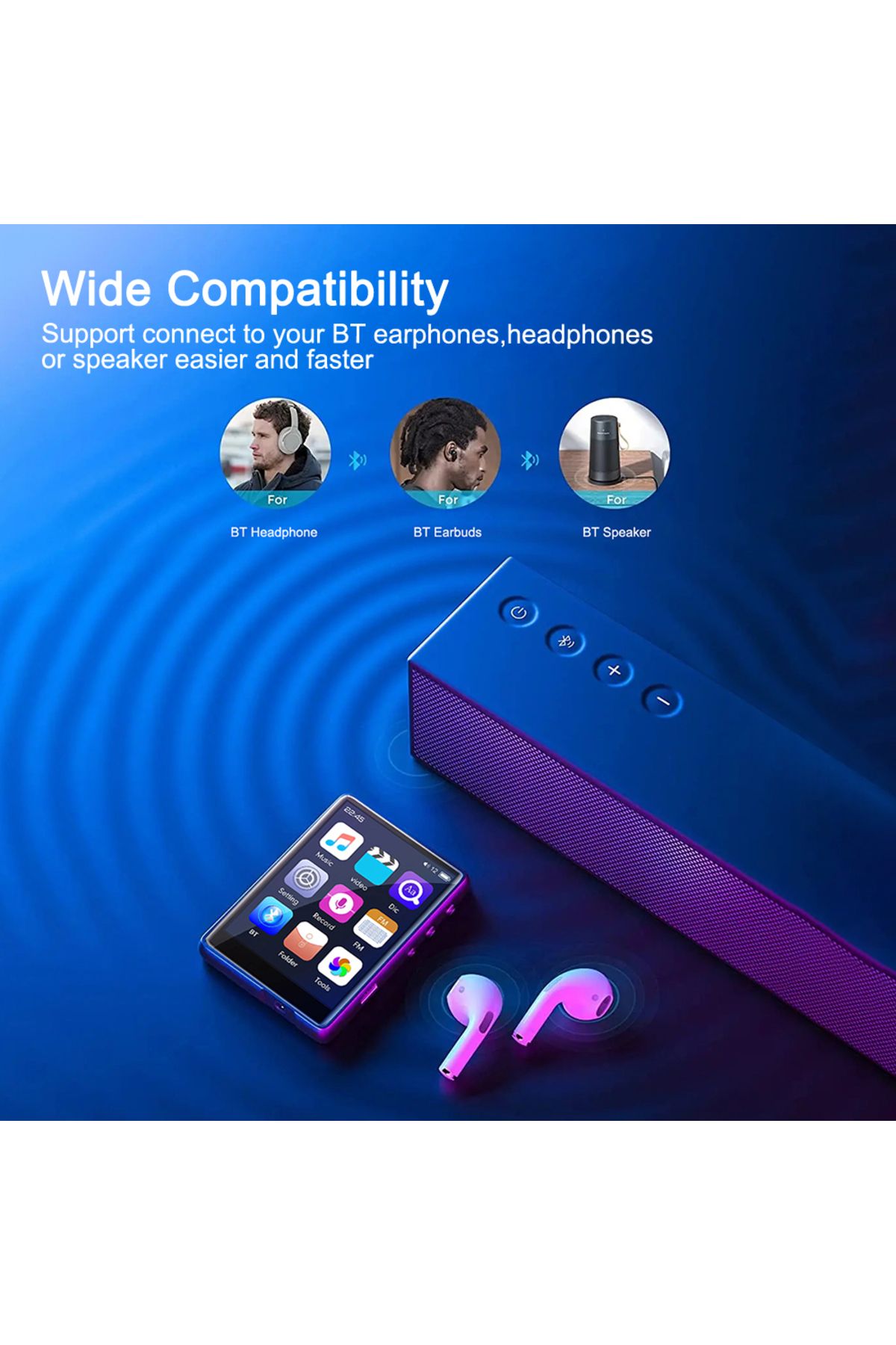 Choice-2.4-Inch Touchscreen Bluetooth 5.0 MP3 Player With Speaker/FM Radio/Recorder/E-book/Picture High ... 6
