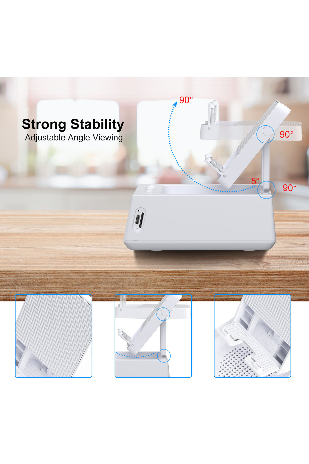 WISE TIGER CREATIVITY IS UNLIMITED-WISETIGER Foldable Music Bluetooth Speaker Stand Speaker with Alarm Clock BT5.3 Sound Box with 12... 7