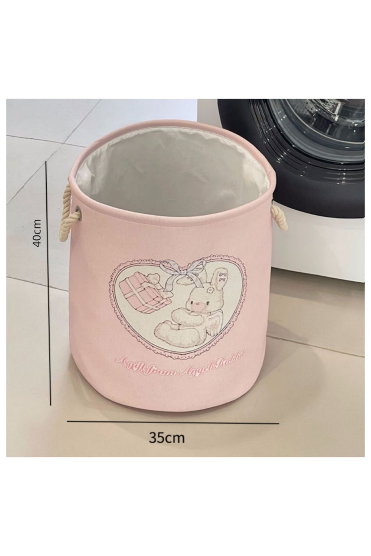 Choice-Large Pink Laundry Basket Kids Toys Storage Basket with Handles Fabric Foldable Cute Cartoon Cast... 5