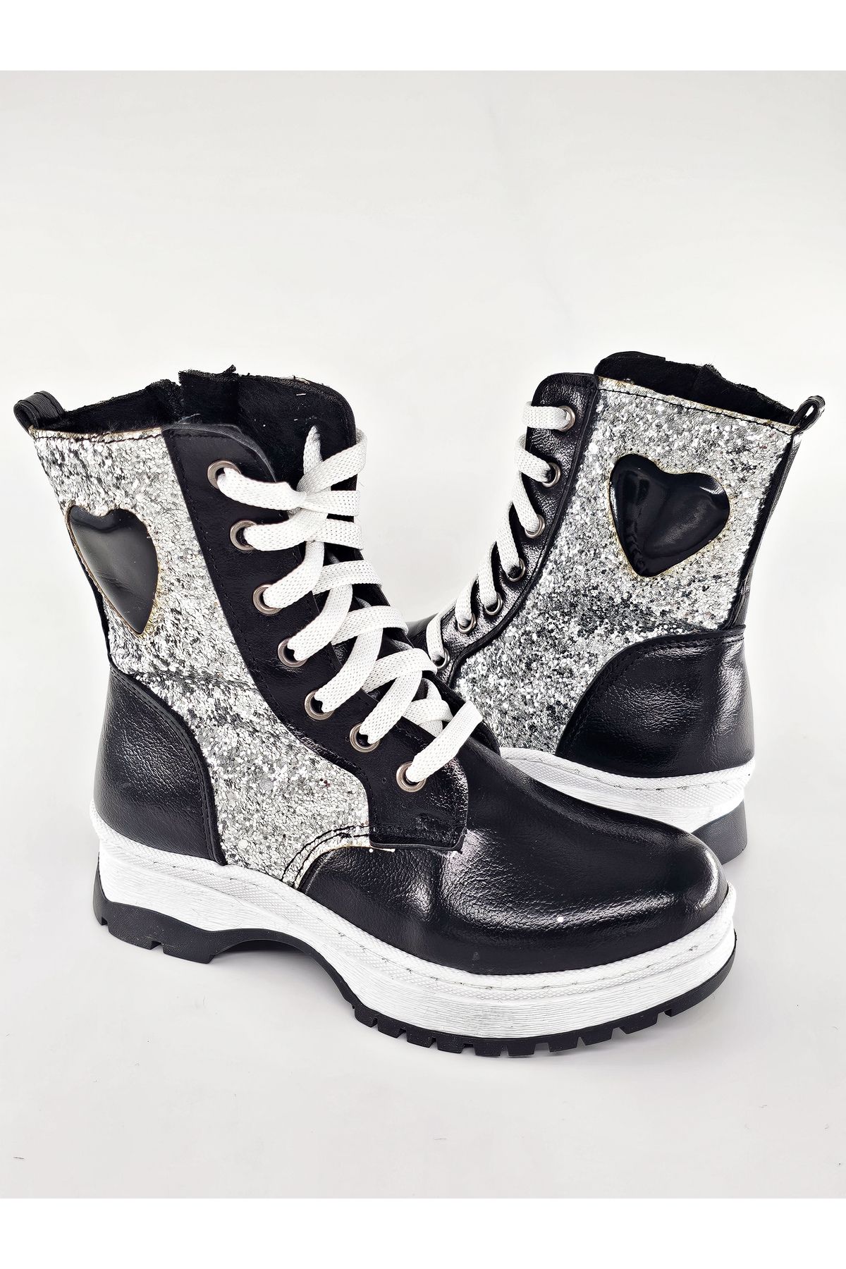 BDKButik-Heart Embroidered Glitter Girl's Bot-Boot 1