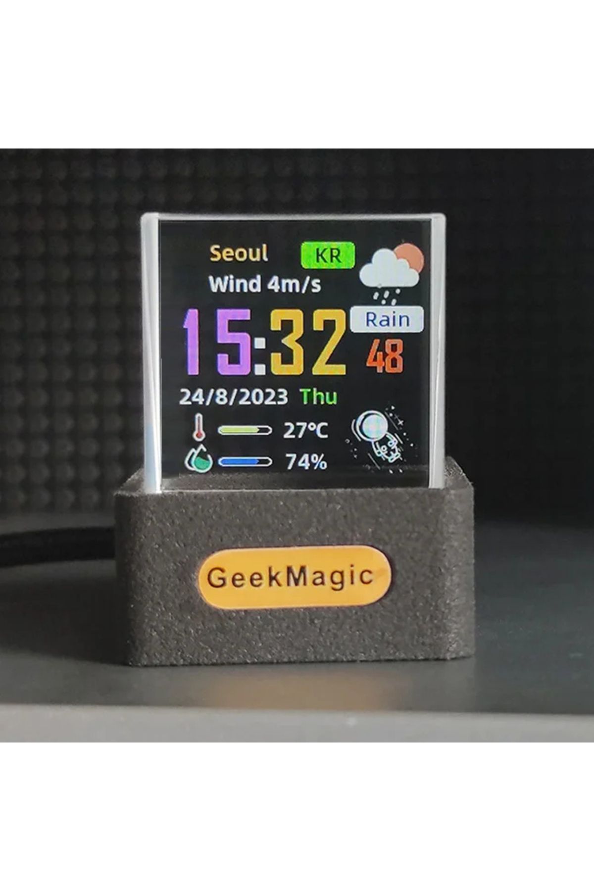 Choice-GeekMagic GIFTV Crystal Cube Photo Display Holographic Desktop Smart Weather Station Digital Cloc... 8