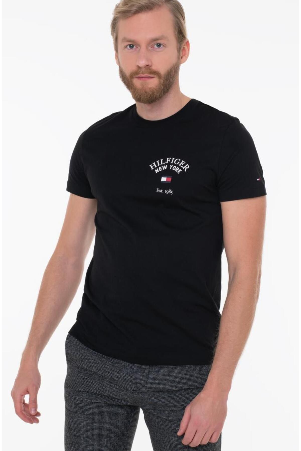 Hilfiger Denim __TommyHilfiger Organik Pamuk Erkek T-Shirt Regular Fit