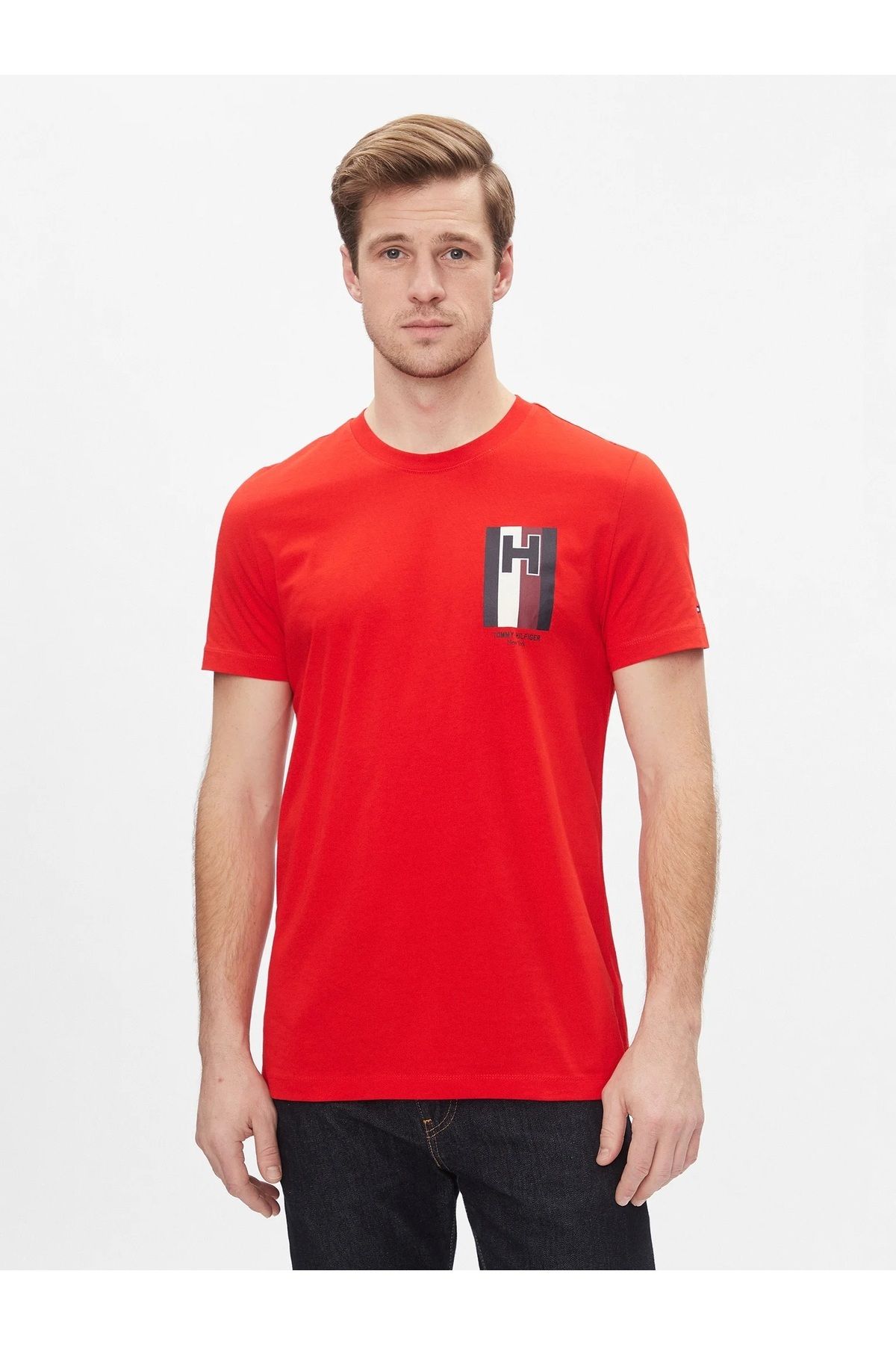 Hilfiger Denim __TommyHilfiger Organik Pamuk Erkek T-shirt Slim Fit