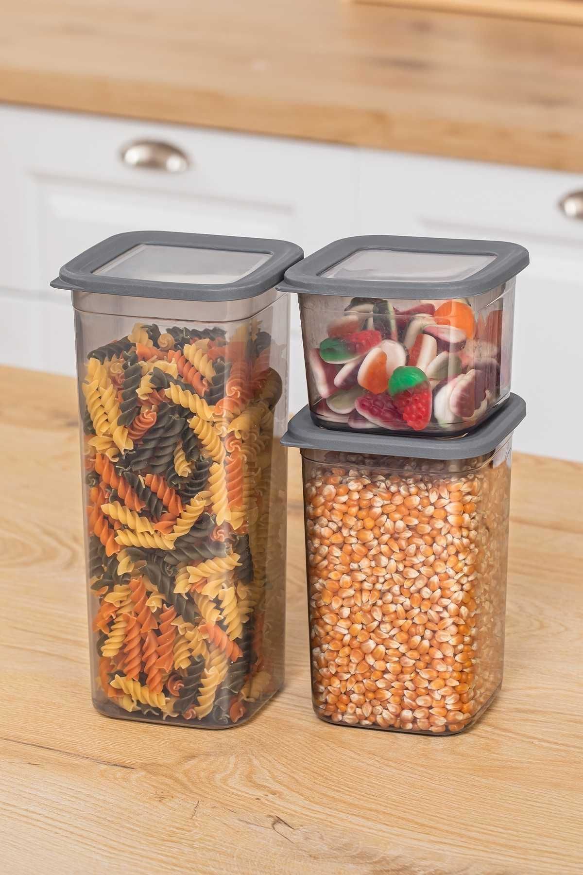 Rapt-0.60 Lt + 1.3 Lt + 1.9 Lt Capacity Set of 3 Clear Storage Containers with Silicone Seal - Leak Proof Lid Jar 2