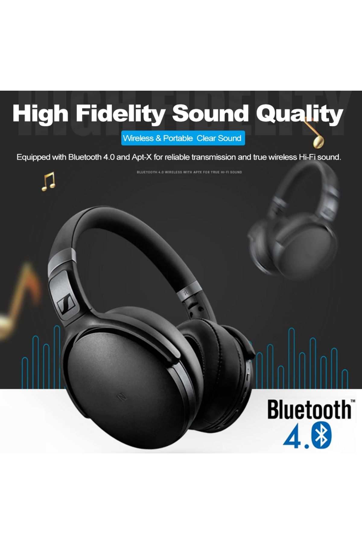 Choice-Sennheiser HD 4.40BT Wireless Bluetooth Headphones Over-ear Hi-Fi Headset Noise Cancelling Headph... 5