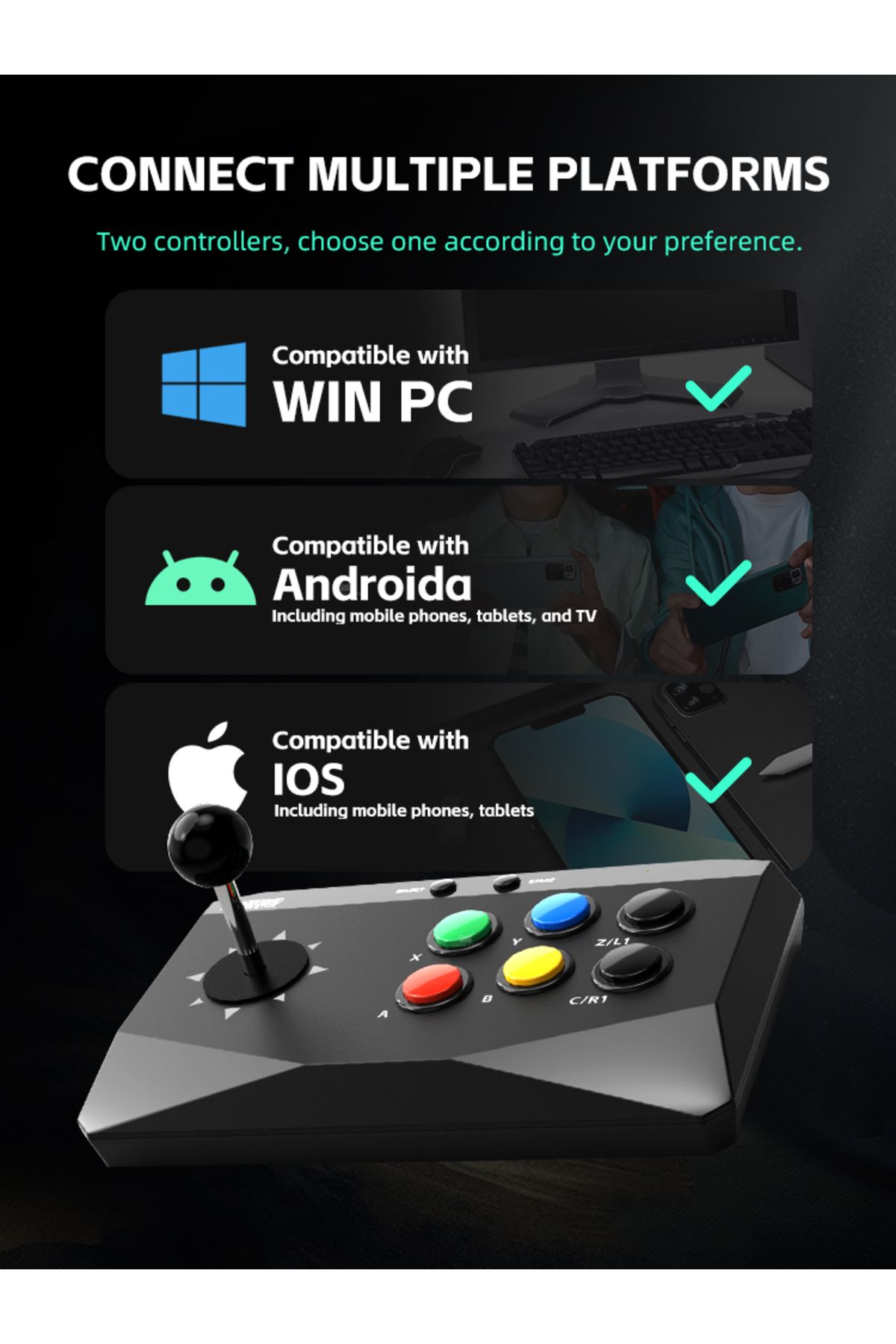 Choice-Data Frog Game Arcade Keyboard Wireless Controller for Street Fighter Retro Video Game Consoles C... 4