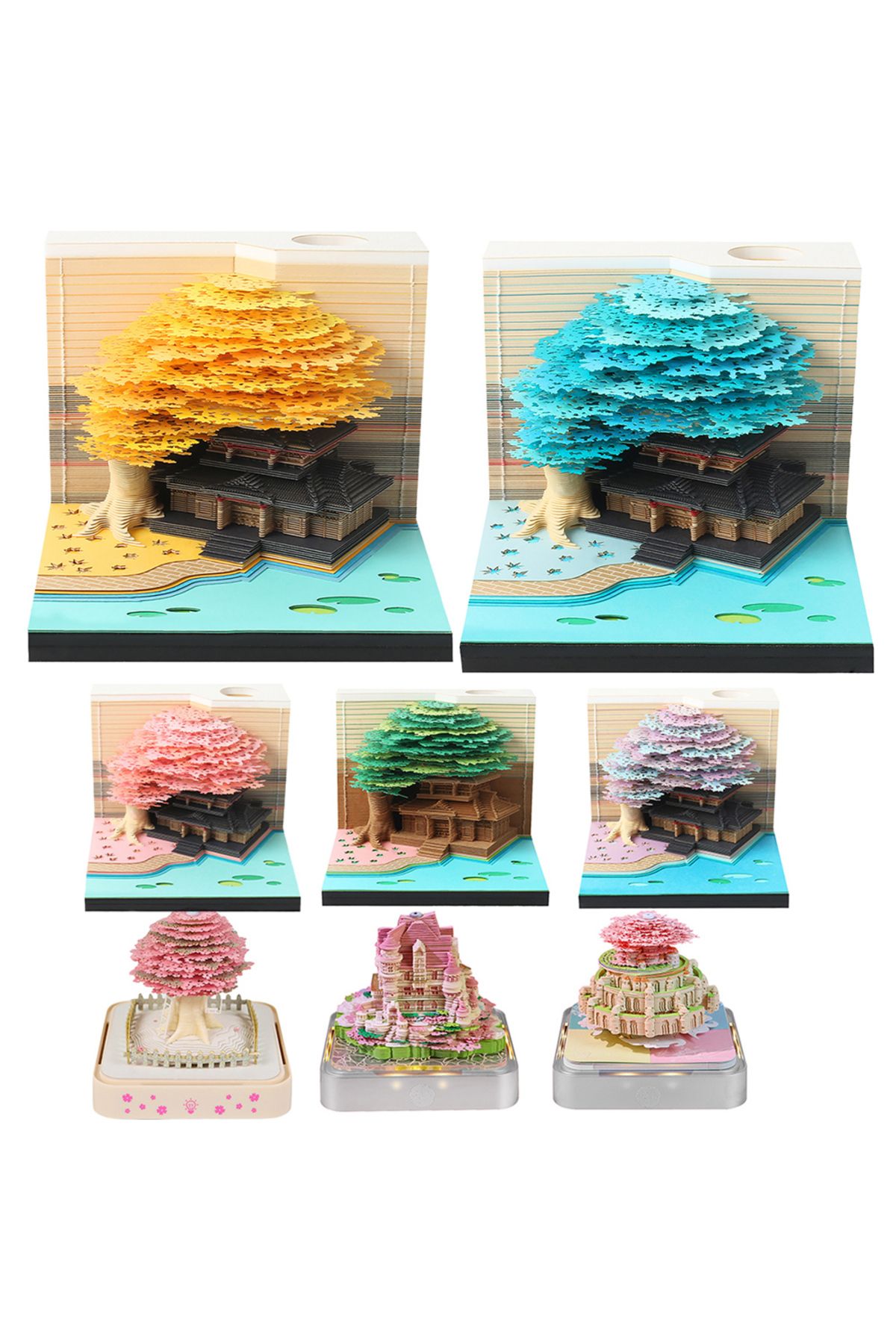 Choice-2025 3D Desk Calendar Memo Pad Calendar Carving Model Paper Art DIY Notes Calendar Sculpture 3D C... 3