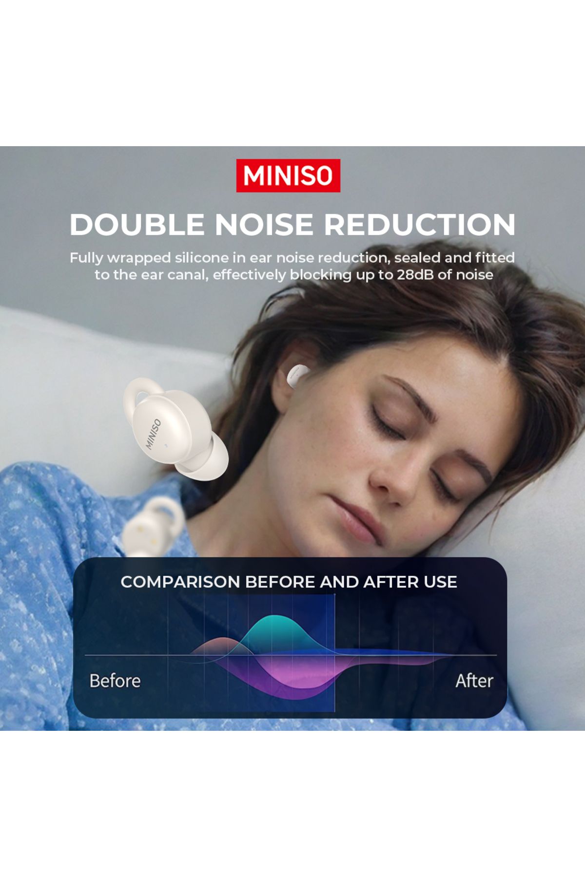 Miniso-MINISO X10 Wireless Bluetooth 5.4 Earphones Sleep Wireless Headphones With Mic Touch Control Nois... 7