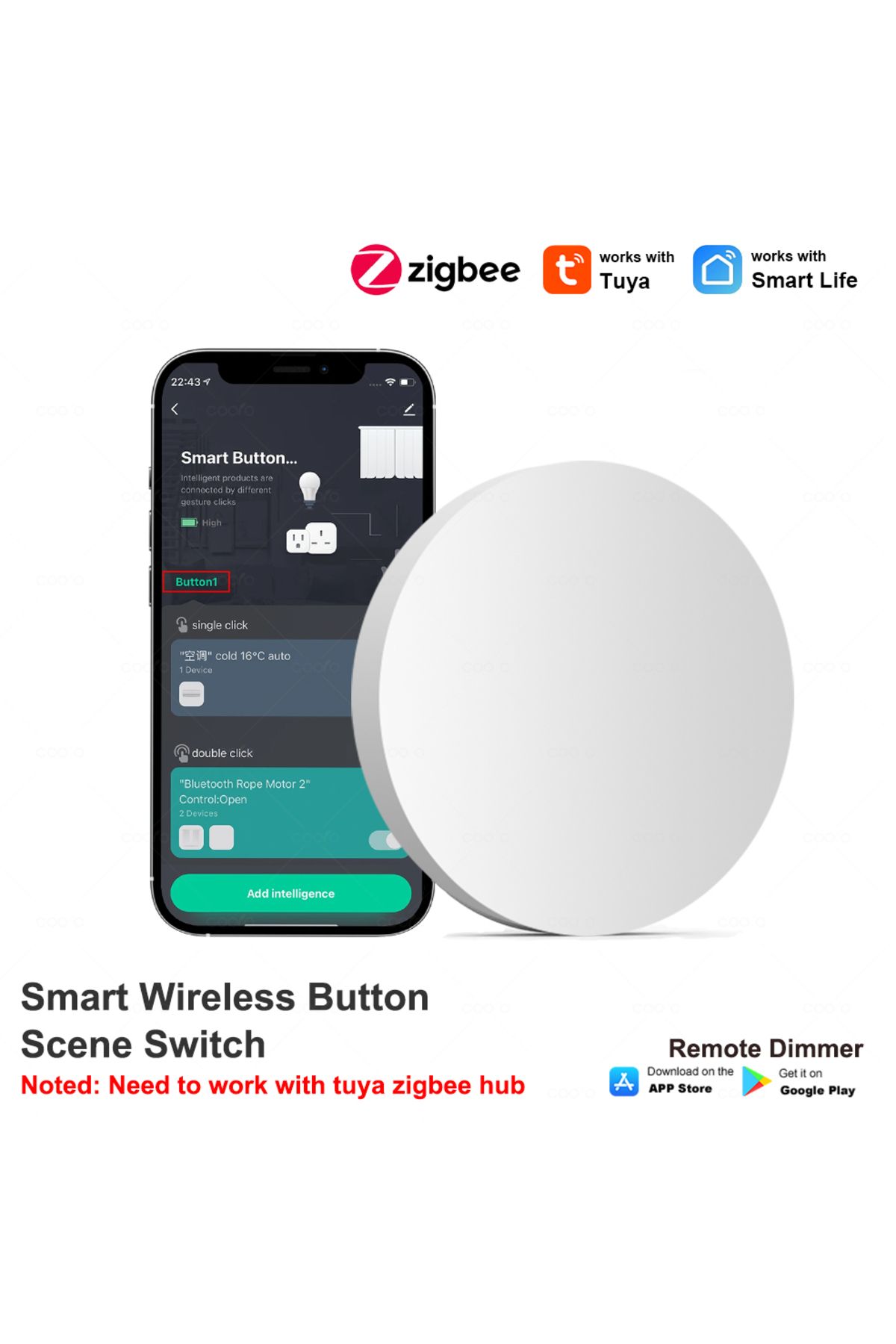 Choice-Tuya ZigBee Wireless Scene Switch Push Button Automation Scenario Controller Battery Powered Inte... 1
