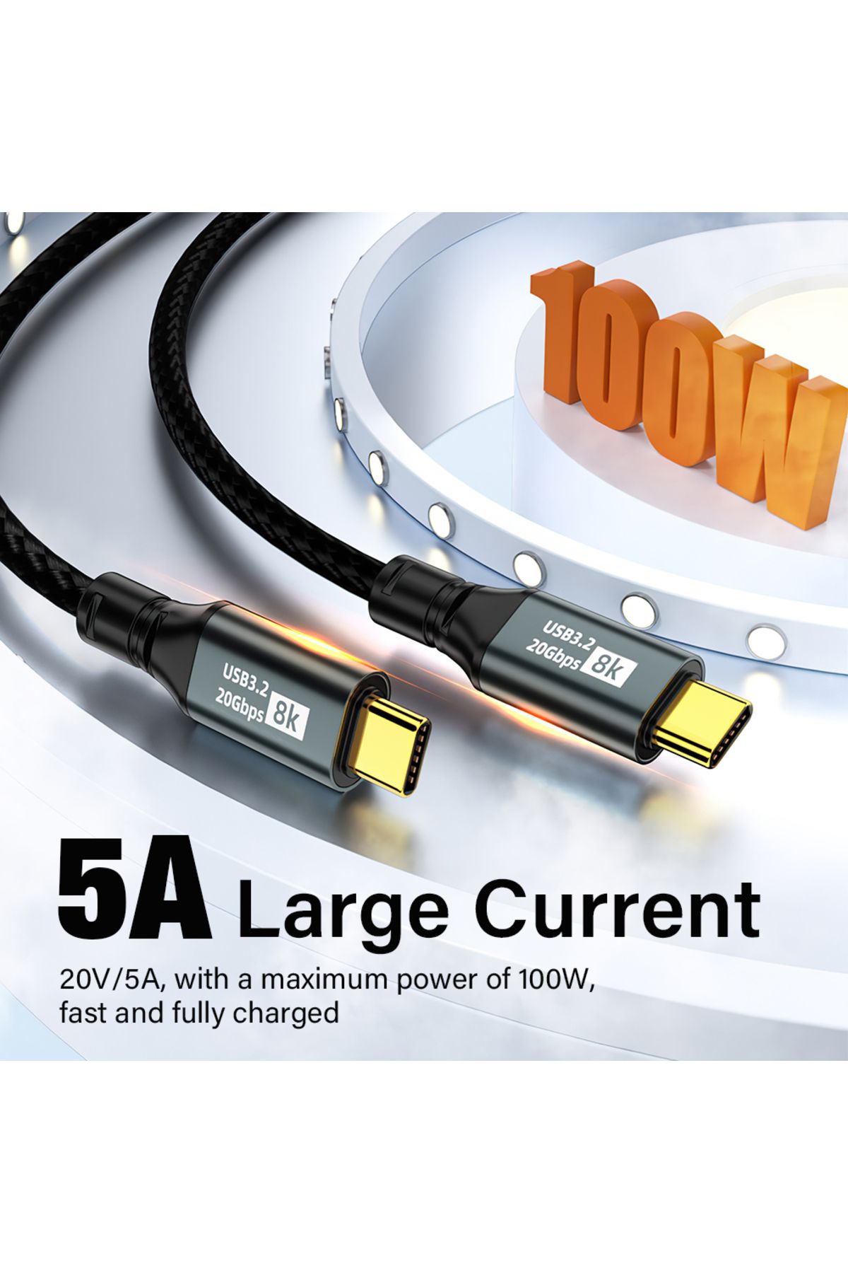 Nephy-PD100W USB 3.2 20Gbps ThunderBolt 3 Type C to Usb C Cable 8K@60Hz USB-C Cable Cord For iPhone 15 ... 3