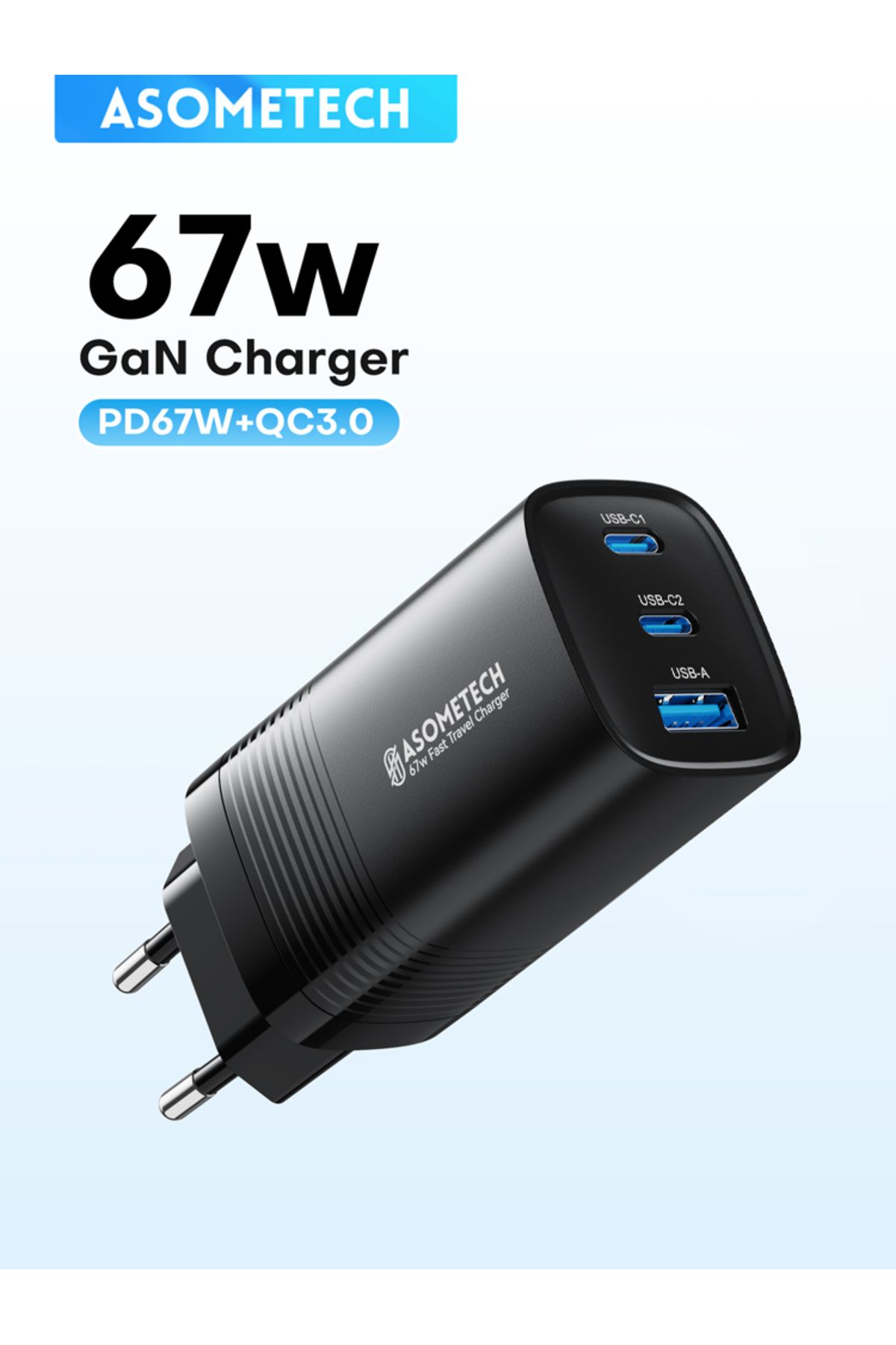 ASOMETECH-67W GaN Fast Charging Type C Charger for iPhone Xiaomi USB Type C High Speed PD Charge for Samsun... 8