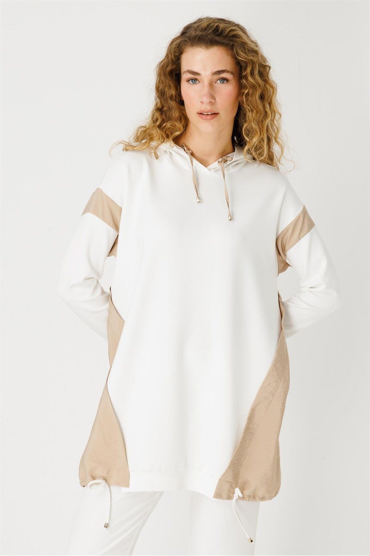 Esswaap-Ecru Tunic - Fabric Garnish and Hoodie 2