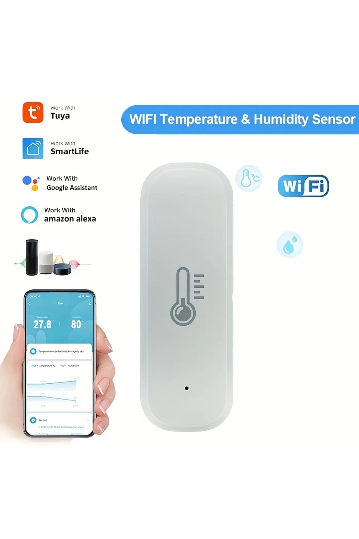 Choice-Tuya WiFi Temperature Humidity Sensor Home Connected Thermometer Compatible With Smart Life Alexa... 8
