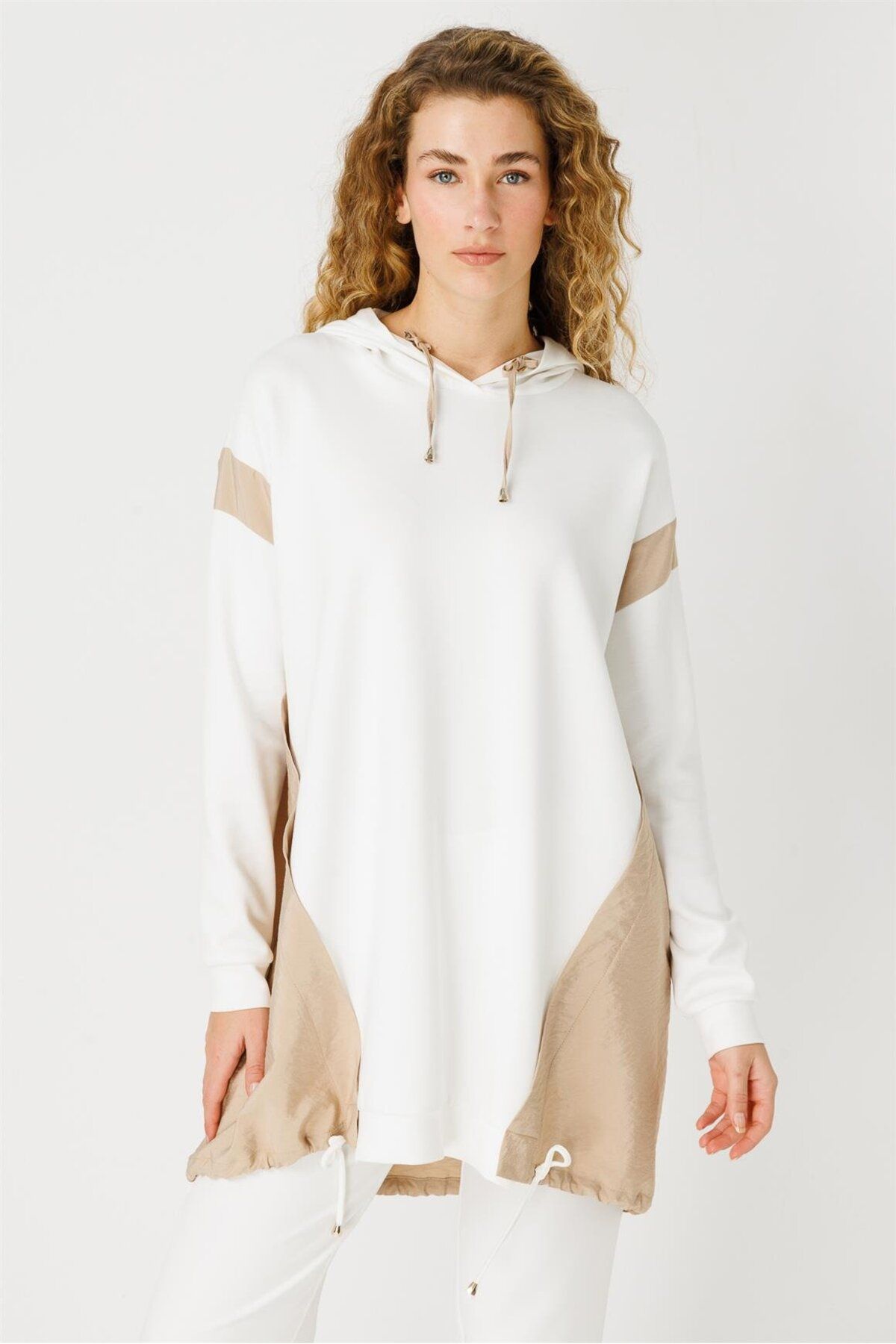 Esswaap-Ecru Tunic - Fabric Garnish and Hoodie 7