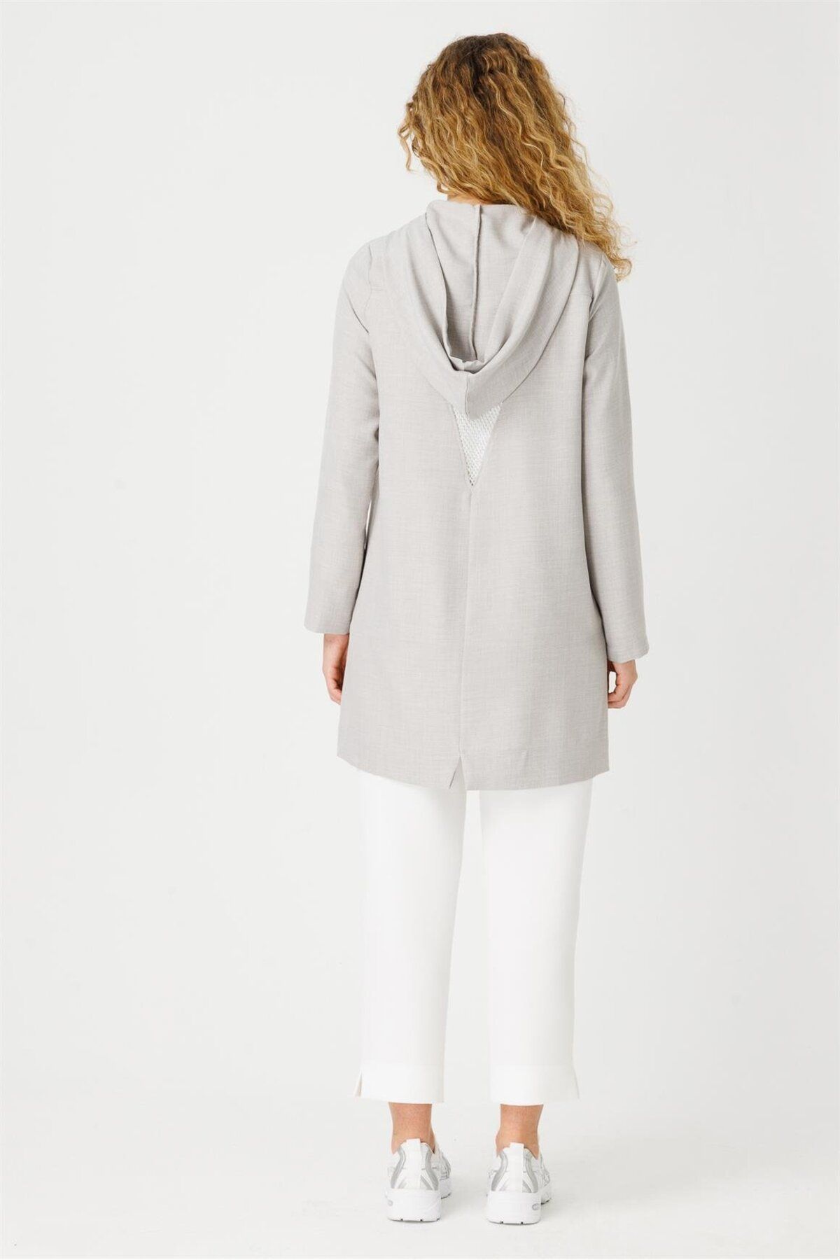 Esswaap-Gray Tunic - Mesh Detailed and Hooded 4