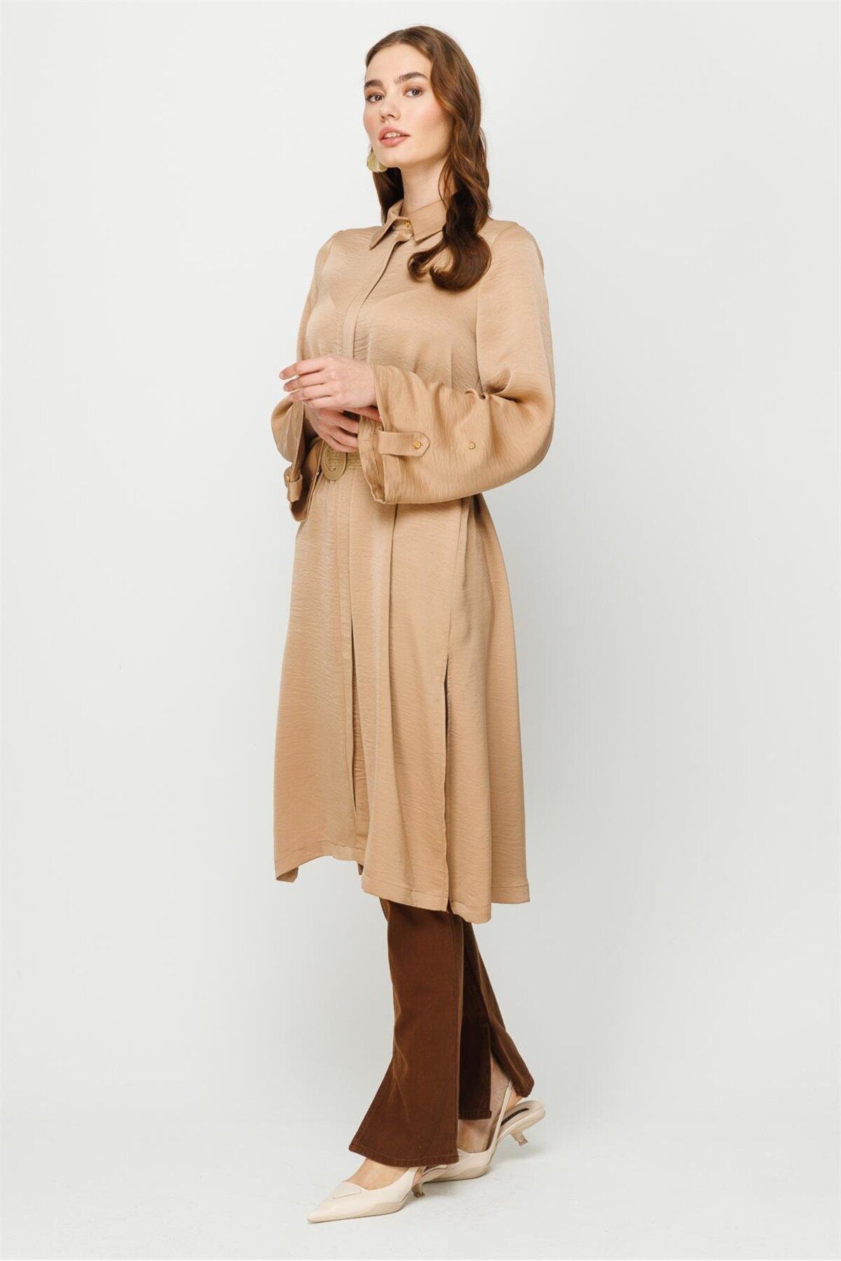Esswaap-Zipper Closure Mesh Belted Rescue Tunic Mink 7