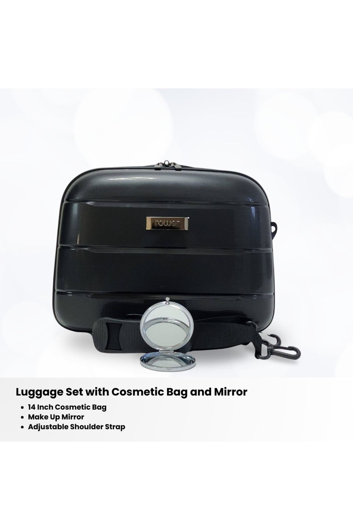 Rower-Hardcase PP TSA Suitcase,Unbreakable Expandable 4 Double Wheels,4Pcs Luggage Trolley Set BLK 3