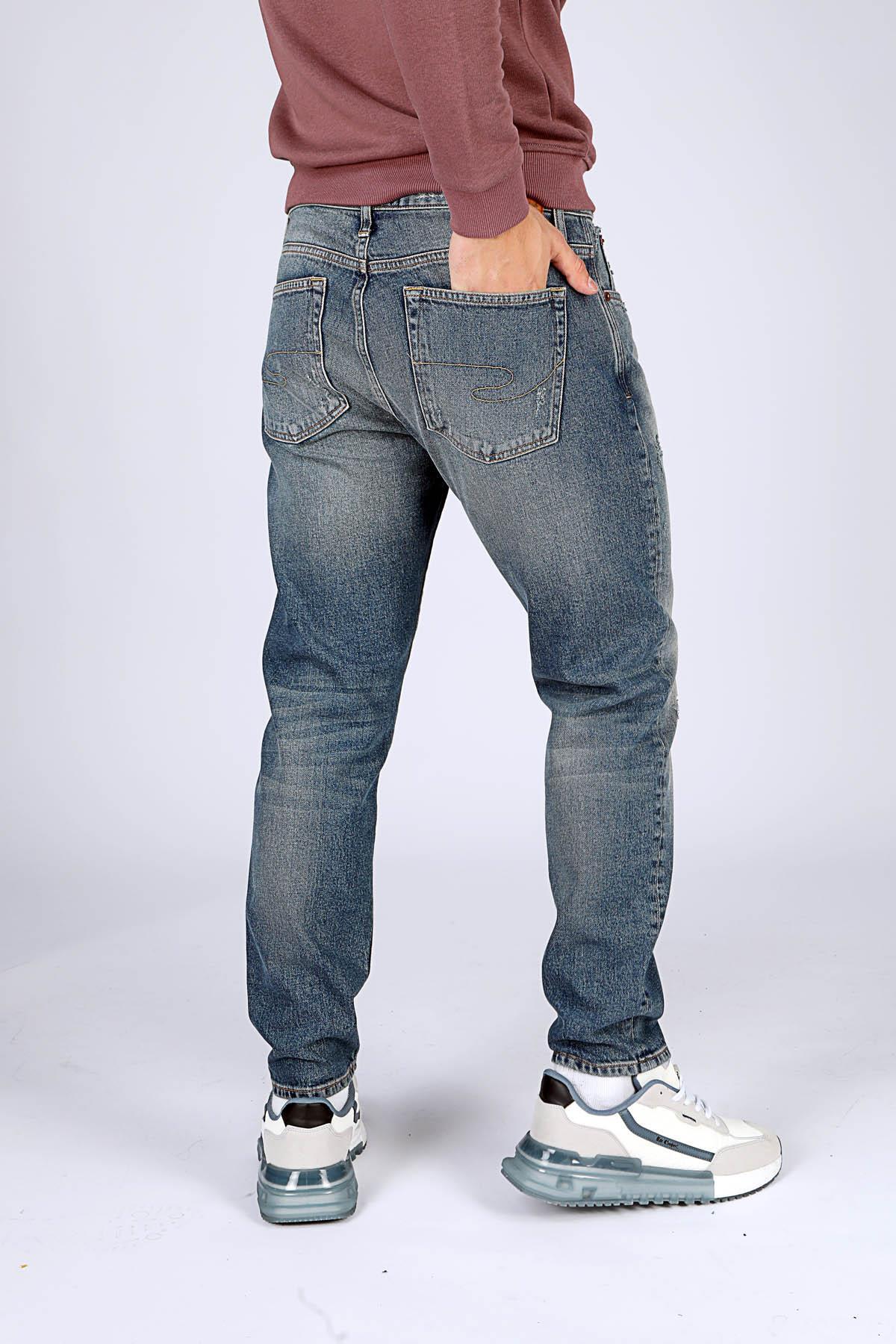 Lee Cooper  Normal Bel Slim Tapered Erkek Denim Pantolon 251 LCM 121036 LONDON FRANCESCA BLU - Görsel 4
