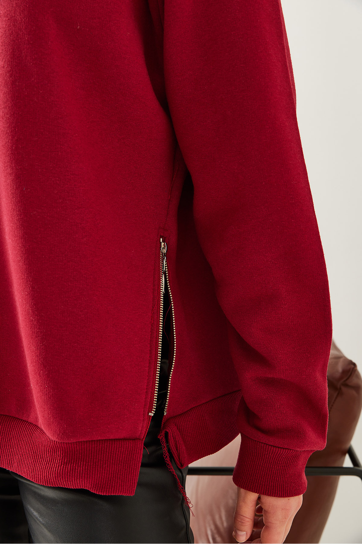 Bianco Lucci-Basic-Sweatshirt für Damen mit Rundhalsausschnitt und Reißverschlussdetail 60251796 5