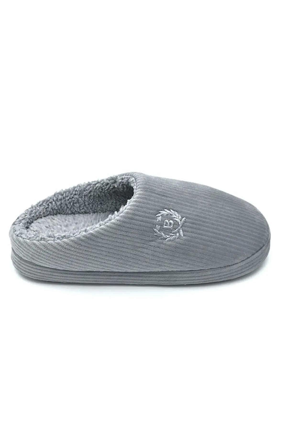 Beyond   Erkek Gri Kadife Ev Terliği 3cm BYNDKDF01 - Görsel 4