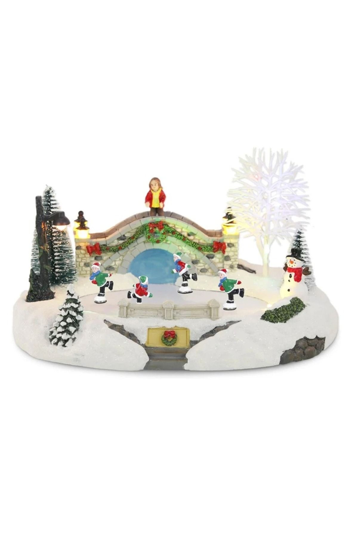 Choice-Animated Christmas Village Skating Scene Collection Building Figurines Lights Ice Skating Rink De... 3