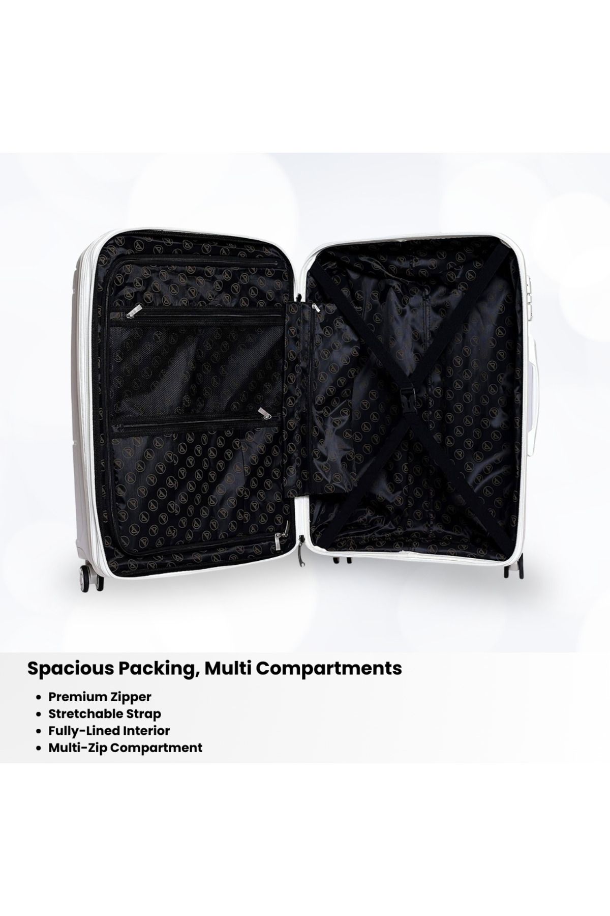 Rower-Hardshell PP TSA Suitcase,Unbreakable Expandable 4 Double Wheels,4Pcs Luggage Trolley Set WHT 4