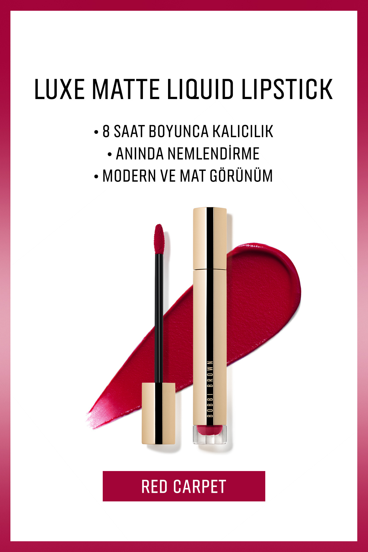 بابی براون رژ لب مایع مات لوکس - تا 8 ساعت ماندگاری رژ لب مایع مات - فرش قرمز - 6 میلی لیتر