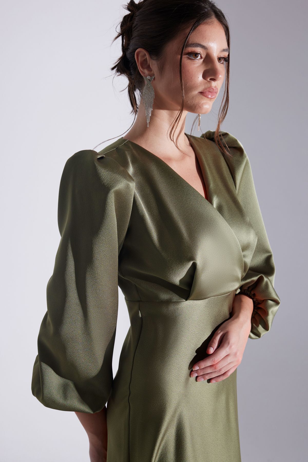 BETTY & SAM-Merry KHAKI Rochie evazată cu guler dublu 4