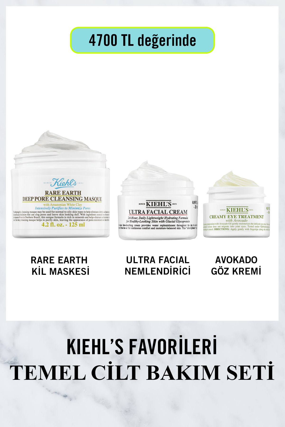 Vazgeçilmezler Seti - Avokado Göz Kremi Ultra Nemlendirici Rare Earth Kil Maskesi 3’lü Set