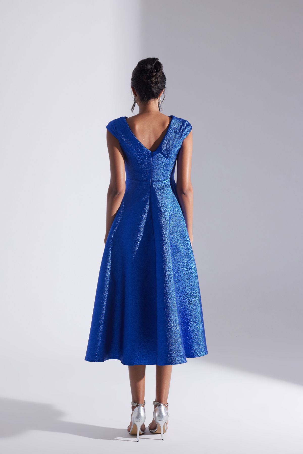 BETTY & SAM-Rachel Saks Jacquard Flared Engagement Dress 3