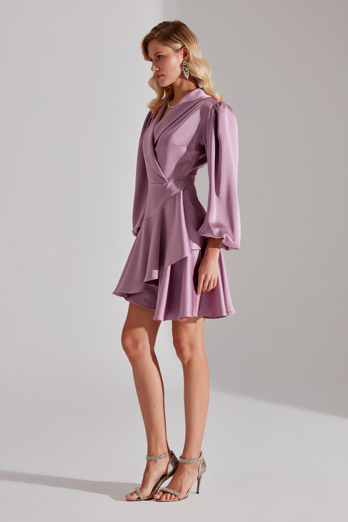 BETTY & SAM-HANNAH - Dark Lilac Flounce Engagement Dress 4