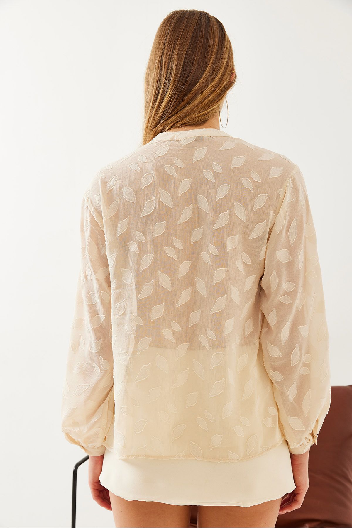 Bianco Lucci-Women's Semi Sheer Tasseled Shirt Mbms042 60501042 3