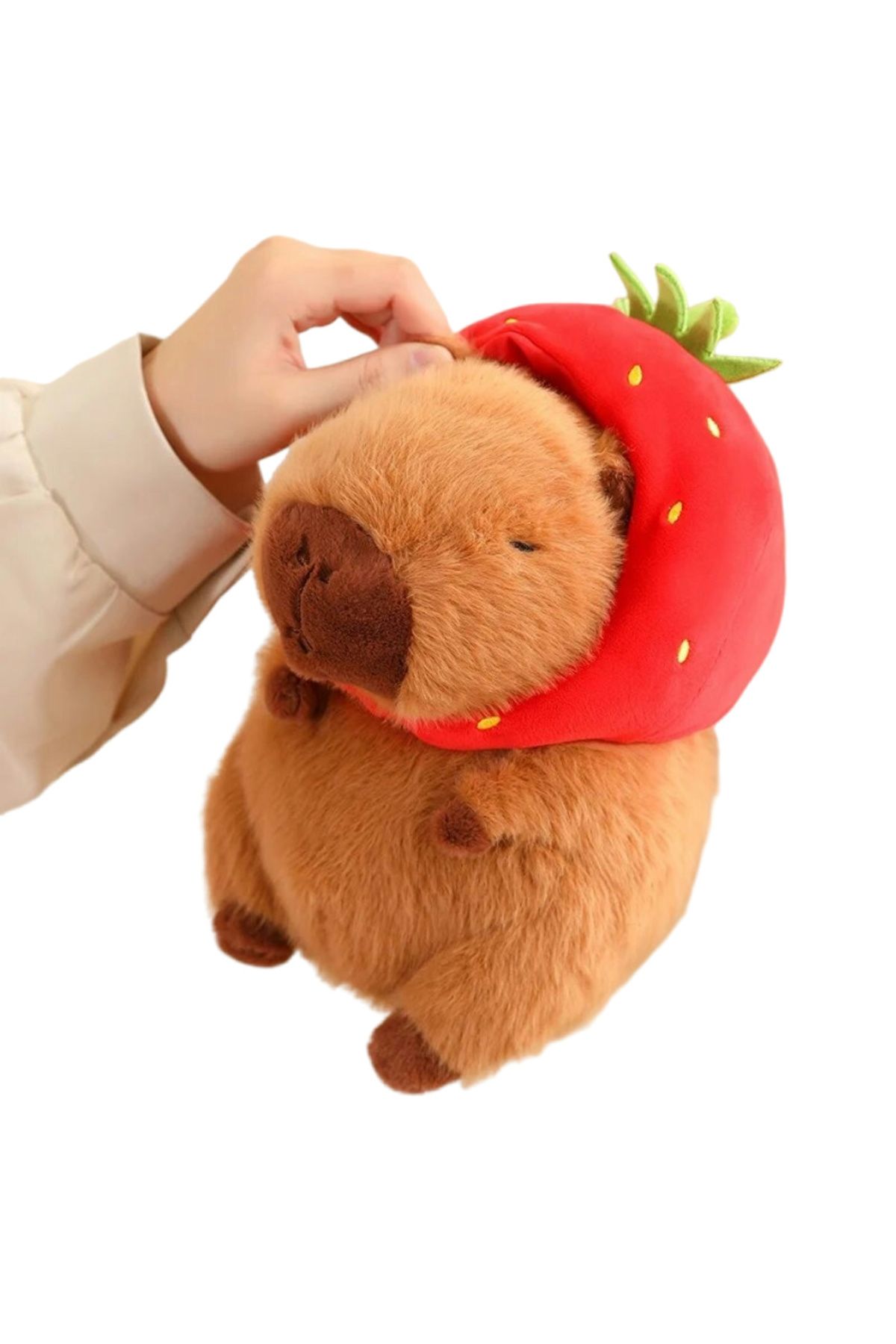 Choice-Cute Capybara Plush Toy Kawaii Fluffy Capybara With Turtle Bag Strawberry Cap Stuffed Animals Kid... 3