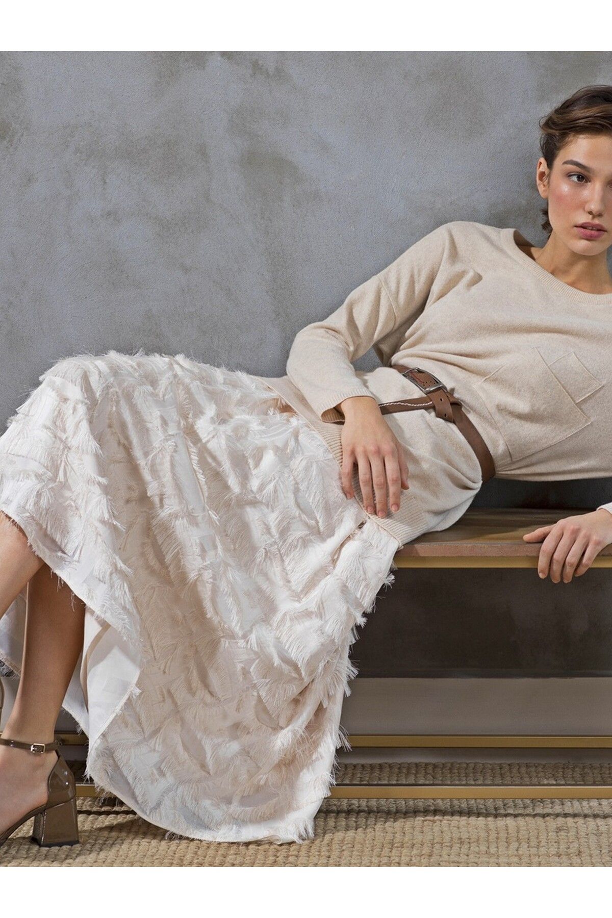 Vekem-Patterned Chiffon A-line - High Waist and Pocket Lined Fast Drying Trend Ekr 4