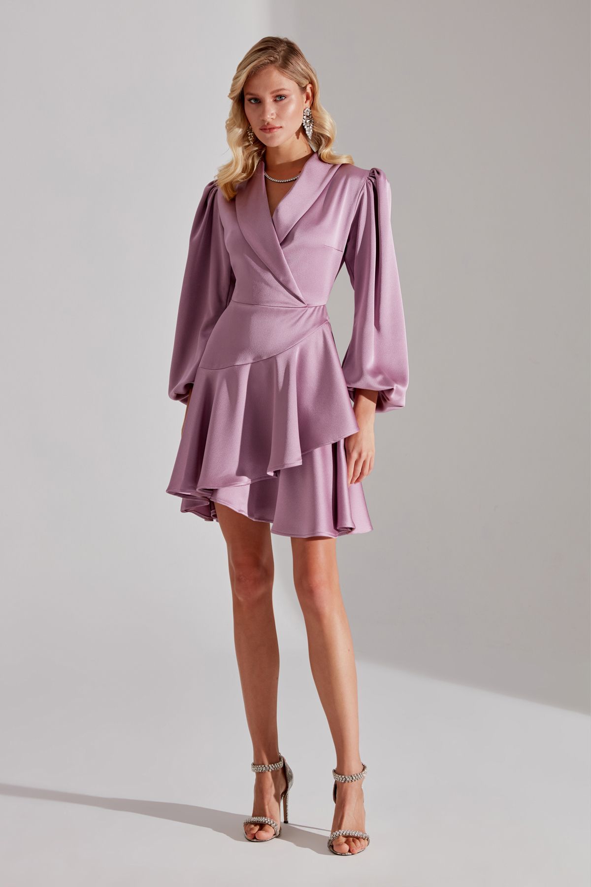 BETTY & SAM-HANNAH - Dark Lilac Flounce Engagement Dress 3