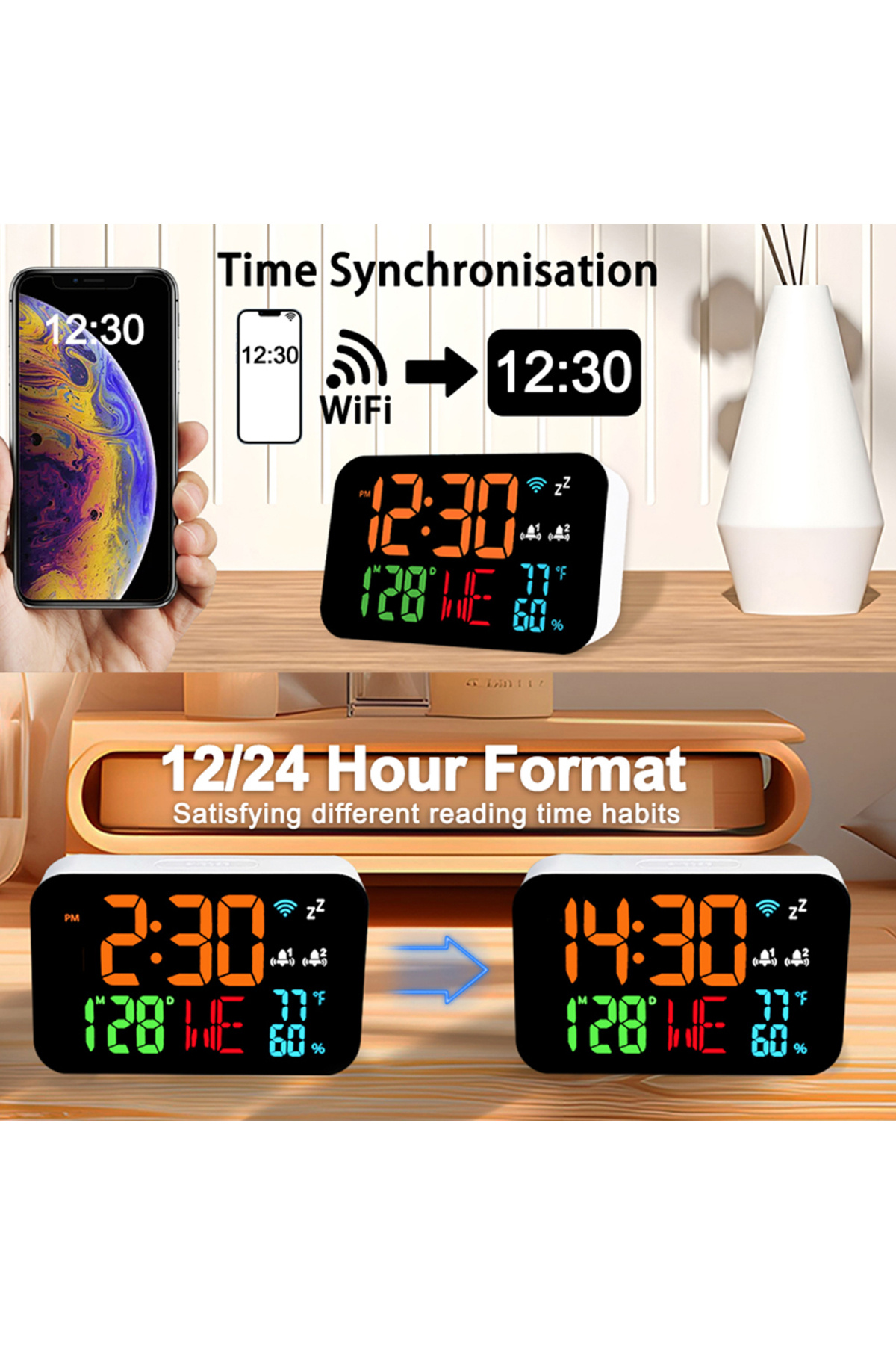 Choice Tuya WiFi Desktop Clock Calendar Intelligent Thermometer