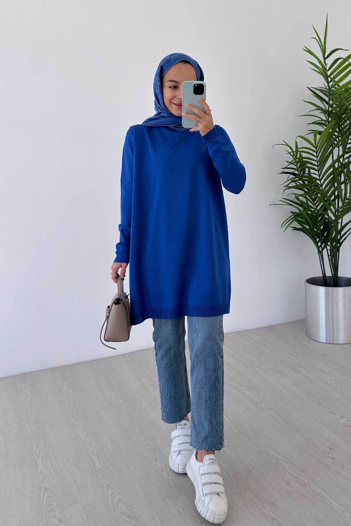 Ka Hijab-Tunica de baza mercerizata - Saks Blue 4