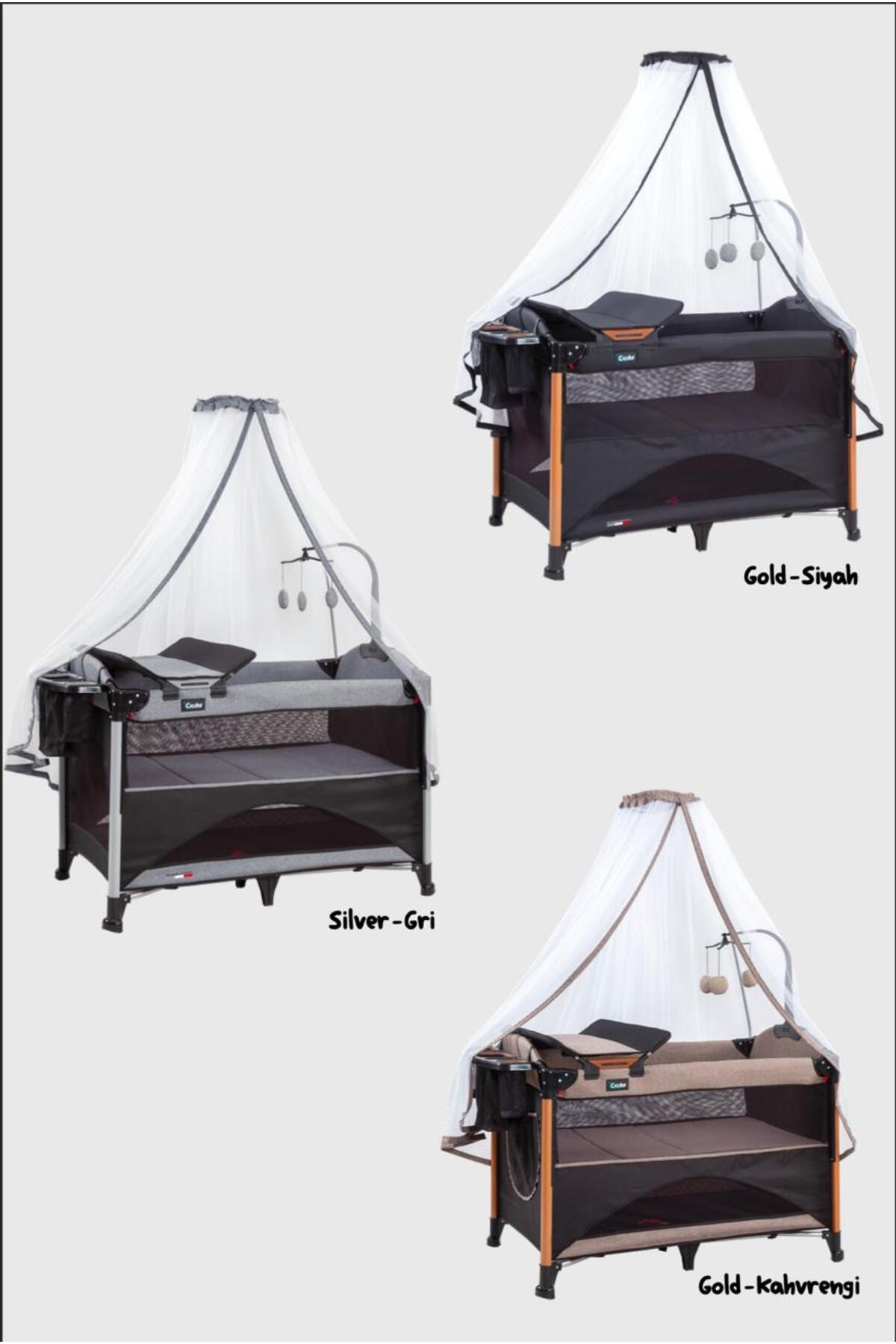 Acr Ciciko Jaguar Anne Yanı Tüllü Alüminyum Katlanabilir Oyun Parkı Gri Renk fotoğrafı 4 (önizleme)