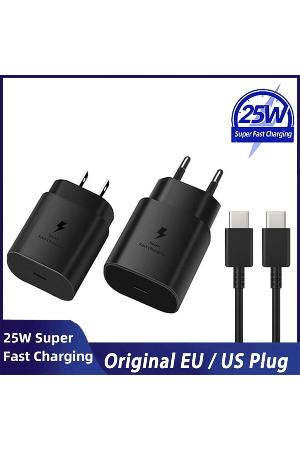 Choice-Samsung Super Fast Charger 25W EU US Power Adapter EP-TA800 A53 A32 S22 S21 S20 Type C Cable Gala... 2