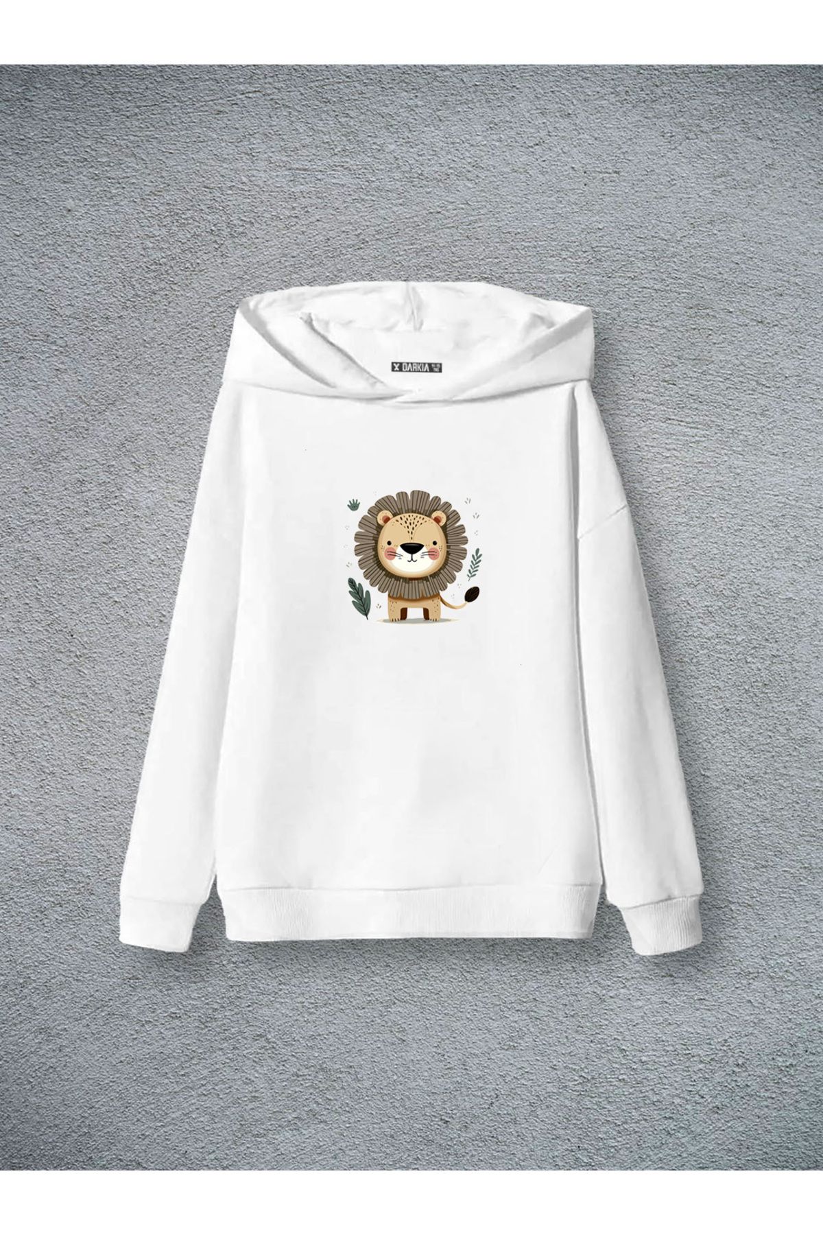 sielta-Lion Printed White Boy Girl 3 Rope Sweatshirt 1